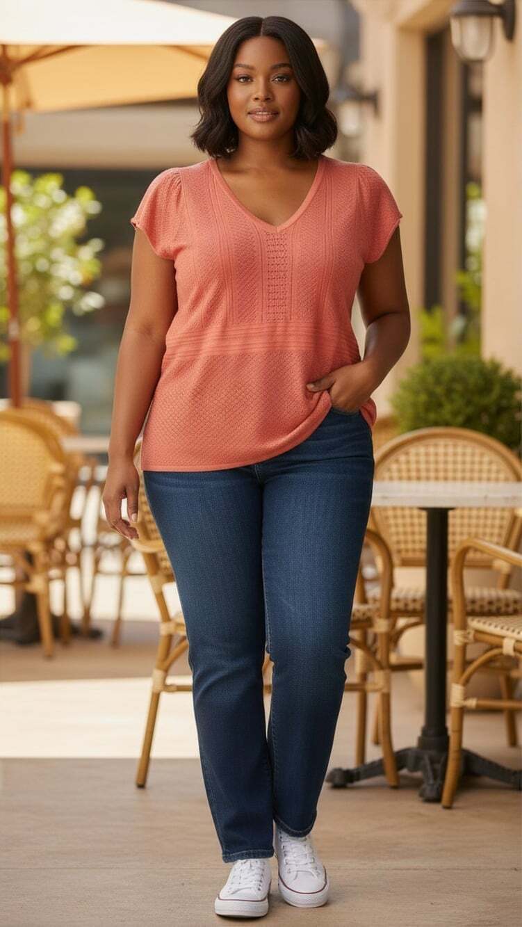 Torrid Everyday Soft Pointelle Sweater V Neck Pullover apricot size 1X
